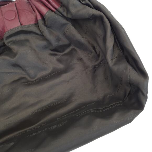 Adrienne Vittadini Hobo Bag Burgundy Leather Shoulder Slouchy Pocket Boho Y2K - Picture 9 of 14